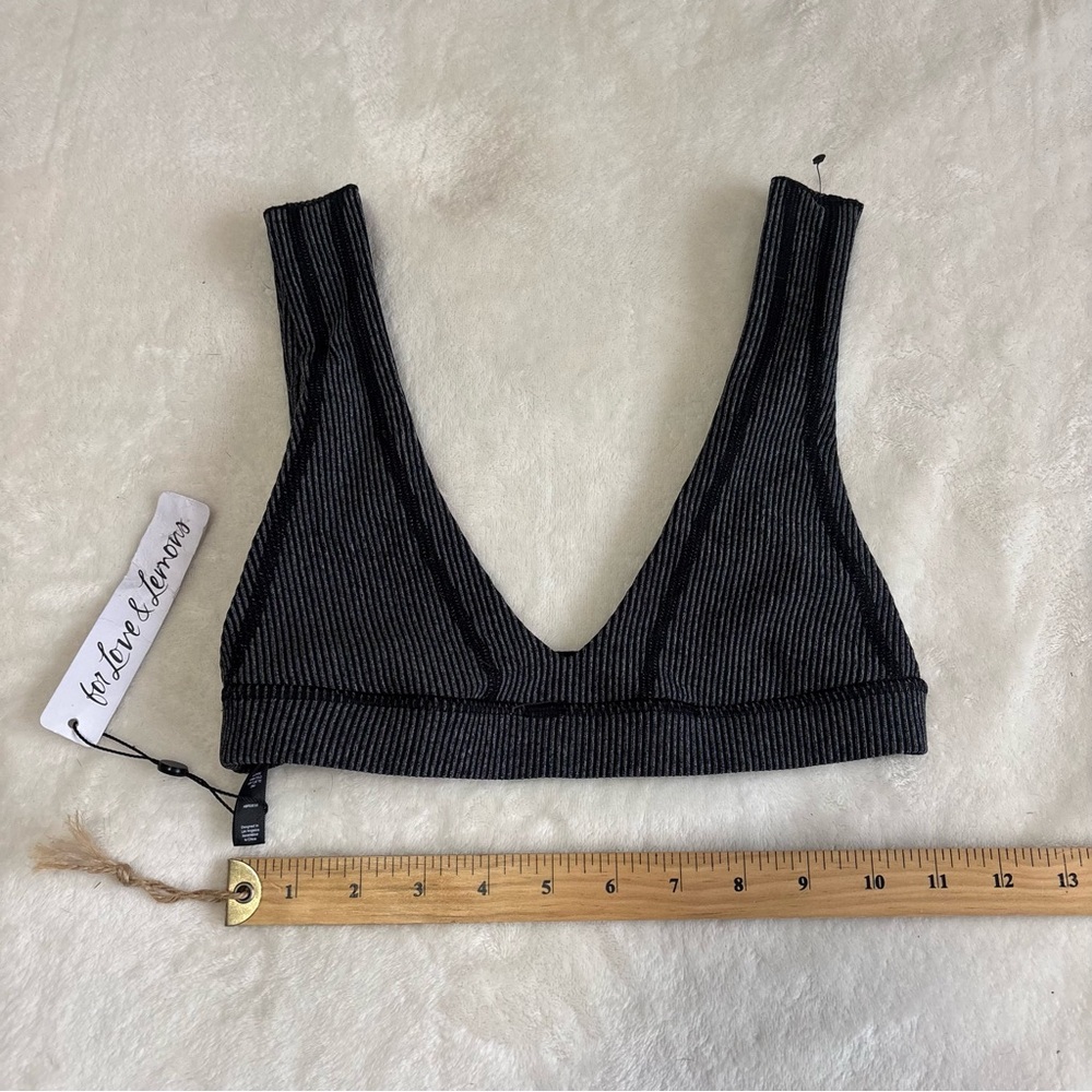 For Love And Lemons Black Ribbed Bralette